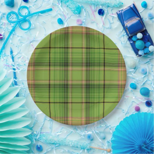 Assiettes En Carton Pêche et Plaid vert (fond) (Fête)