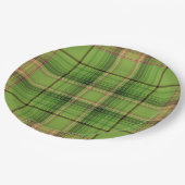 Assiettes En Carton Pêche et Plaid vert (fond) (Angle)