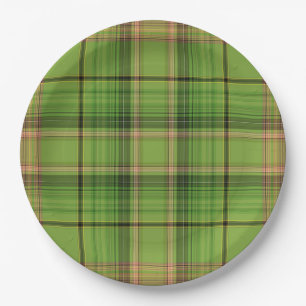 Assiettes En Carton Pêche et Plaid vert (fond)