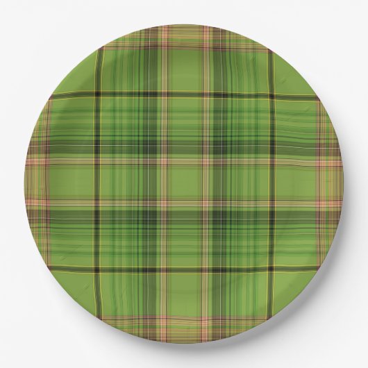 Assiettes En Carton Pêche et Plaid vert (fond) (Devant)