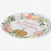 Assiettes En Carton Pêche florale notre peu d'anniversaire de (Angle)