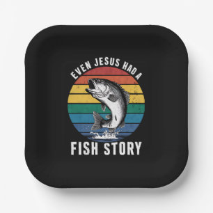 Assiettes En Carton Pêche Même Jésus avait une histoire de poisson Bas
