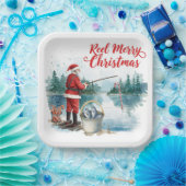 Assiettes En Carton Pêche Père Noël thème Noël (Fête)
