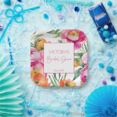 Assiettes En Carton Pêche rose peoné orange élégante douche nuptiale (Fête)