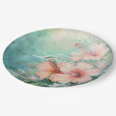 Assiettes En Carton Pêche tropicale Hibiscus blanc Mariage floral (Angle)