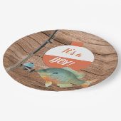 Assiettes En Carton Pêcher c'est un Baby shower garçon (Angle)