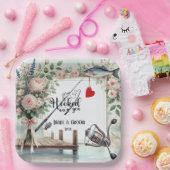 Assiettes En Carton Pêcheur mariage avec verge et fleurs (Fête)