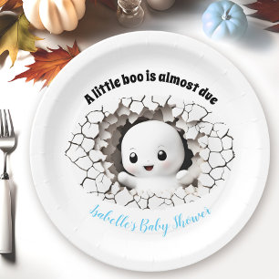 Assiettes En Carton Peeeking Little Boo Blue Baby shower Plaques de pa