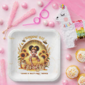 Assiettes En Carton Peigne de miel et tournesol mignonne Afro Puff Bab (Fête)