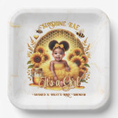 Assiettes En Carton Peigne de miel et tournesol mignonne Afro Puff Bab (Recto)