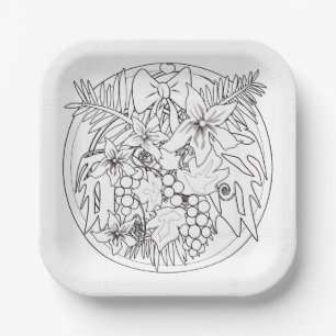 Assiettes En Carton Peins-toi un motif tropical