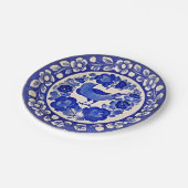 Assiettes En Carton Peint à la main Delft Blue Motif Bird and Flowers (Angle)