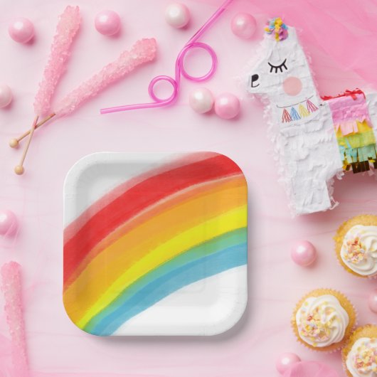 Assiettes En Carton Peint Arc-en-ciel classique Anniversaire (Fête)