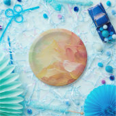 Assiettes En Carton Peinture à huile Turquoise dorée rouge moderne per (Fête)