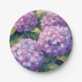 Assiettes En Carton Peinture à l'aquarelle florale de l'Hydrangée viol (Devant)