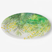 Assiettes En Carton Peinture à l'aquarelle jaune brillant Mimosa (Angle)