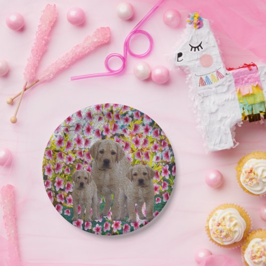 Assiettes En Carton Peinture à l'huile de marionnettes Labrador (Fête)