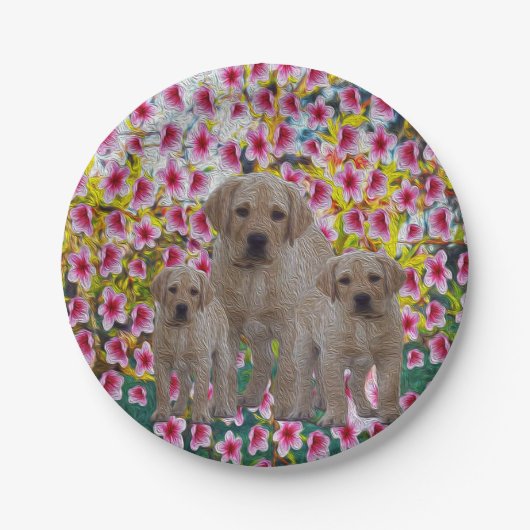 Assiettes En Carton Peinture à l'huile de marionnettes Labrador (Devant)