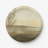 Assiettes En Carton Peinture à l'huile de paysage moderne Sunset (Devant)
