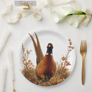 Assiettes En Carton Peinture à l'huile Faisan d'Automne
