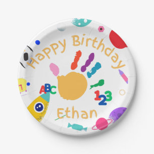 Assiettes En Carton Peinture à main ABC pour enfant personnalisée 123