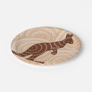 Assiettes En Carton Peinture à points de kangourou autochtone