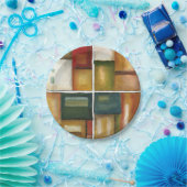 Assiettes En Carton Peinture à quatre panneaux par Jennifer Goldberger (Fête)