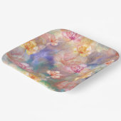 Assiettes En Carton Peinture Abstraite et fleurs (Angulaire)