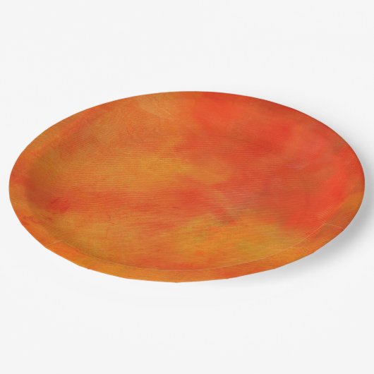 Assiettes En Carton Peinture Abstraite moderne en orange (Angle)