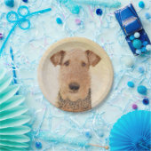 Assiettes En Carton Peinture Airedale Terrier - Cute Original Art (Fête)