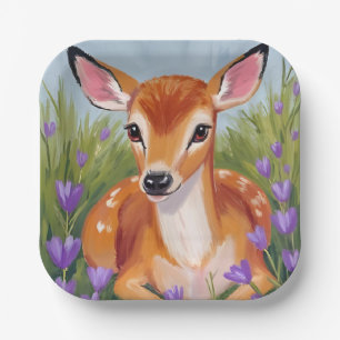 Assiettes En Carton Peinture aquarelle faon animal bébé cerf