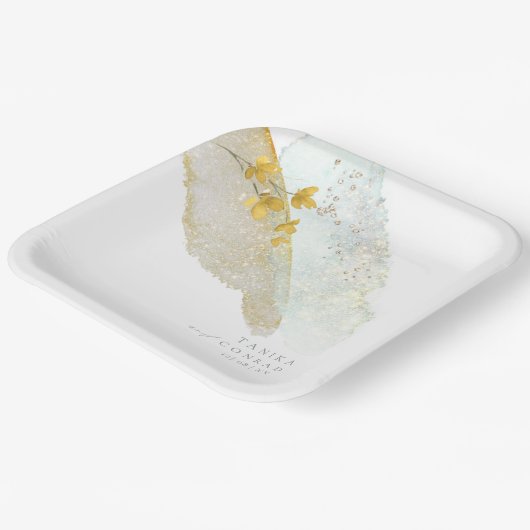 Assiettes En Carton Peinture aquarelle pour mariage aux fleurs sauvage (Angulaire)