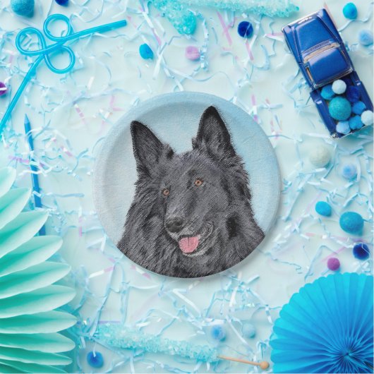Assiettes En Carton Peinture belge Sheepdog - Cute Original Chien Art (Fête)