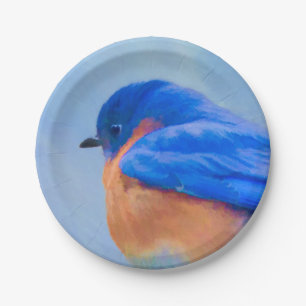 Assiettes En Carton Peinture Bluebird - Art original pour oiseaux