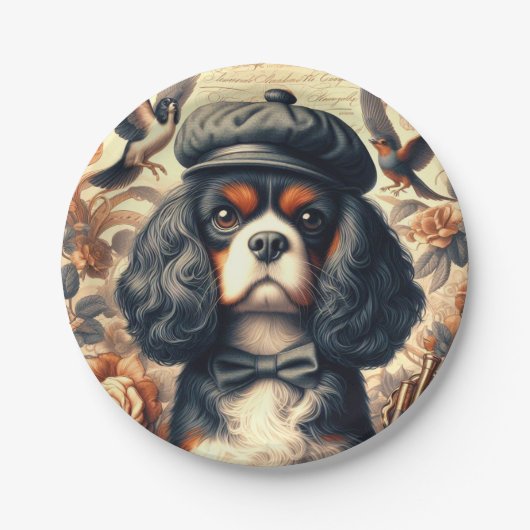 Assiettes En Carton Peinture Cavalier King Charles Spaniel (Devant)