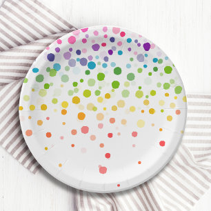 Assiettes En Carton Peinture colorée à l'aquarelle Célébrations