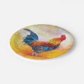 Assiettes En Carton Peinture colorée d'art numérique de coq (Angle)