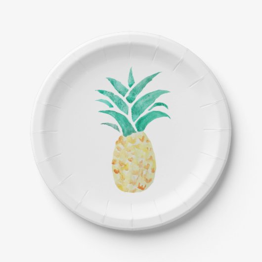 Assiettes En Carton Peinture d'ananas Plaque de papier tropicale (Devant)