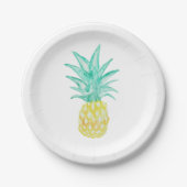 Assiettes En Carton Peinture d'ananas Plaque de papier tropicale (Devant)
