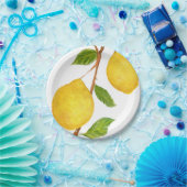 Assiettes En Carton Peinture d'aquarelle de citrons (Fête)