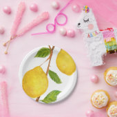 Assiettes En Carton Peinture d'aquarelle de citrons (Fête)