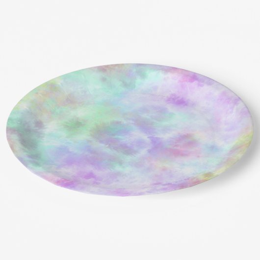 Assiettes En Carton Peinture d'aquarelle Pastel Rainbow Cravate-Dye (Angle)