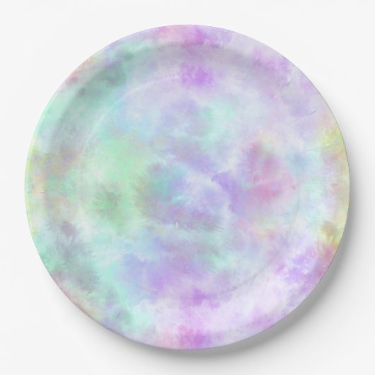 Assiettes En Carton Peinture d'aquarelle Pastel Rainbow Cravate-Dye (Devant)