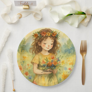 Assiettes En Carton Peinture d'aquarelle rustique retro tendance perso