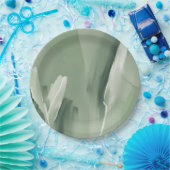 Assiettes En Carton Peinture d'aquarelle verte Abstraite moderne (Fête)