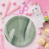 Assiettes En Carton Peinture d'aquarelle verte Abstraite moderne (Fête)