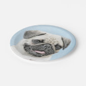 Assiettes En Carton Peinture de carlin - Joli art original de chien (Angle)