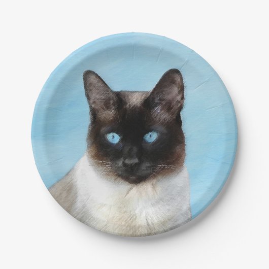 Assiettes En Carton Peinture de chats de Siamese - Cute Original Cat A (Devant)