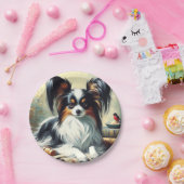 Assiettes En Carton Peinture de chien Papillon vintage (Fête)