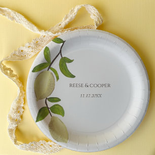 Assiettes En Carton Peinture de Citron Frais Moderne Méditerranéen
